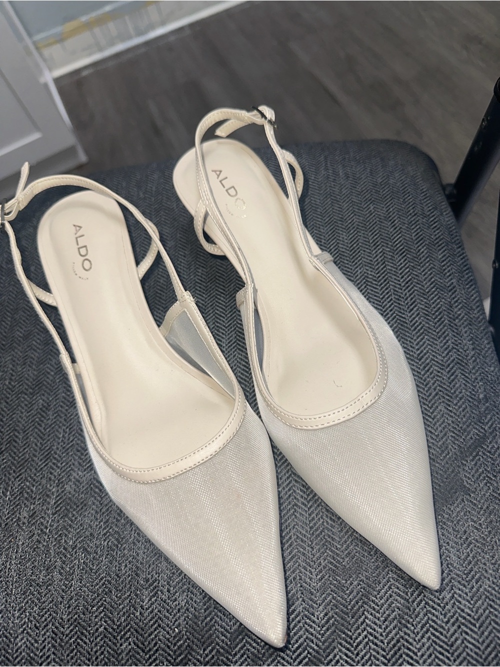 ALDO Ivory Pointed Slingback Heels